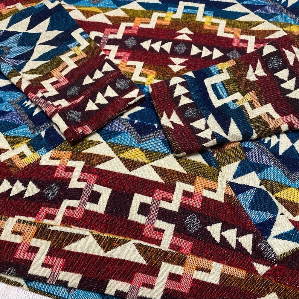 Alpaca Colorful Geometric Pattern Hoodie Large - Picture 2 of 9